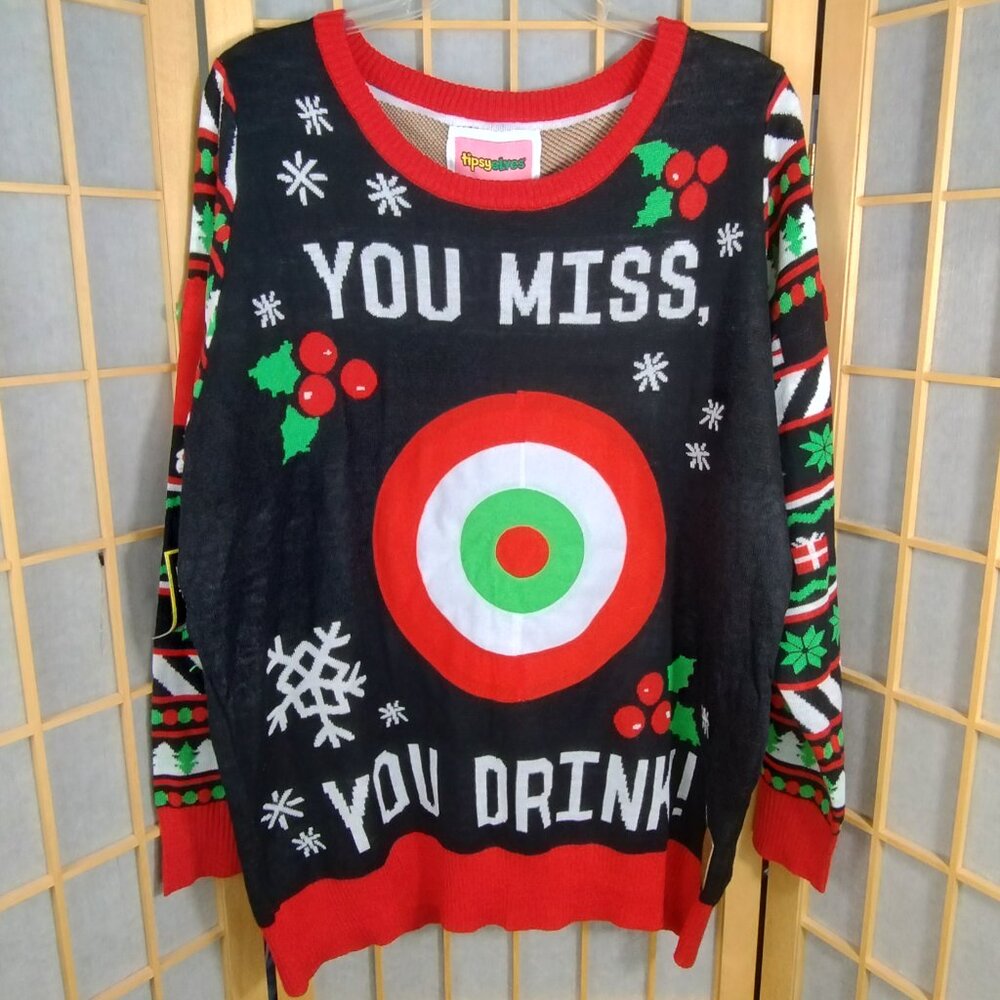 Tipsy Elves Drinking Games Target Christmas Sweater Size XL NWT